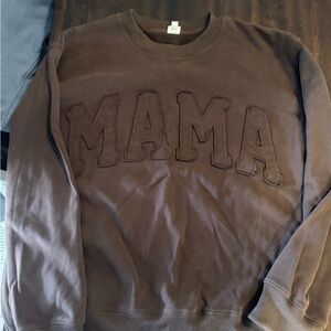 Mama Embroidered Crewneck Sweater - Brown